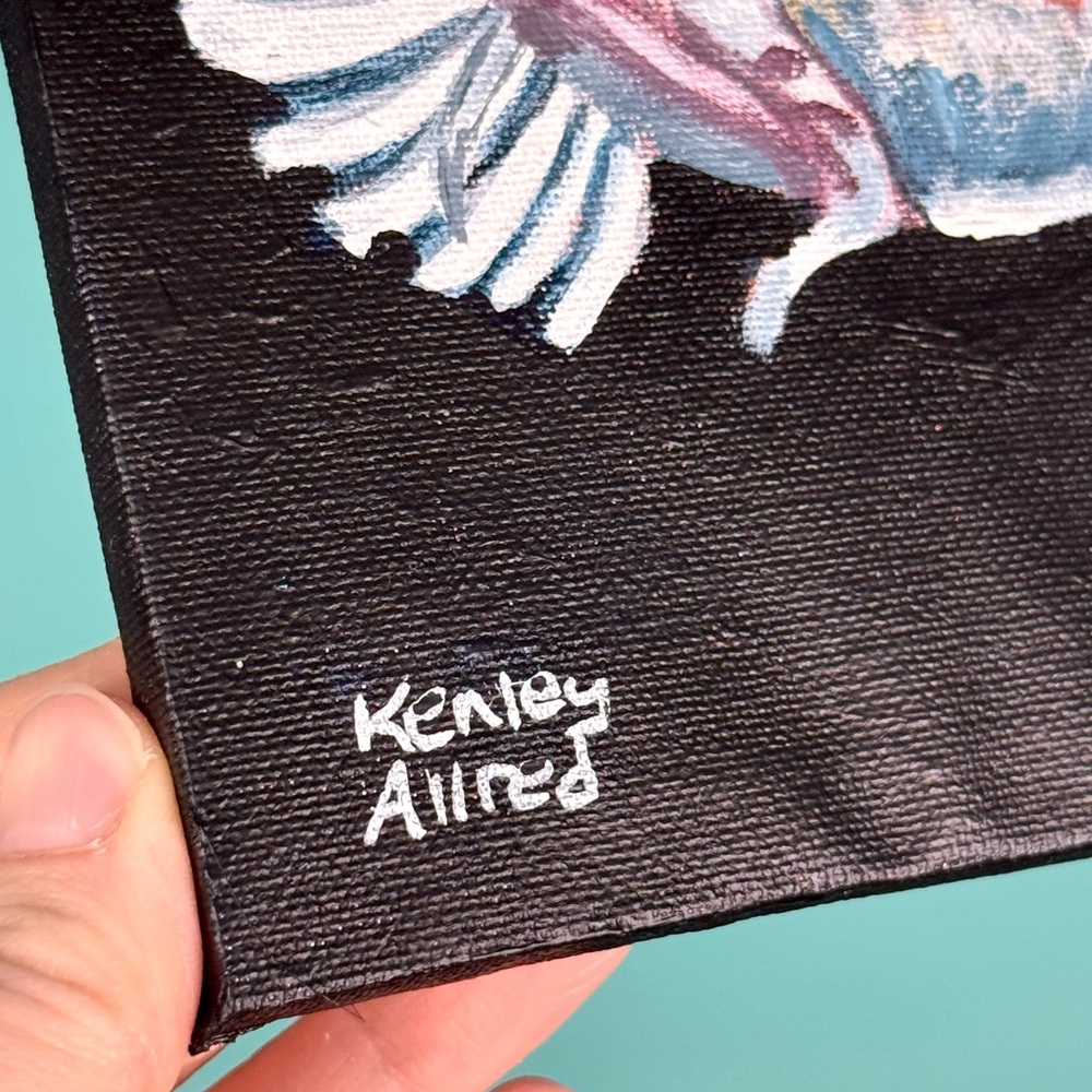 Original Art Koi Fish Acrylic Painting On Mini Canvas With Easel Artwork 6”x6” - Picture 3 of 4
